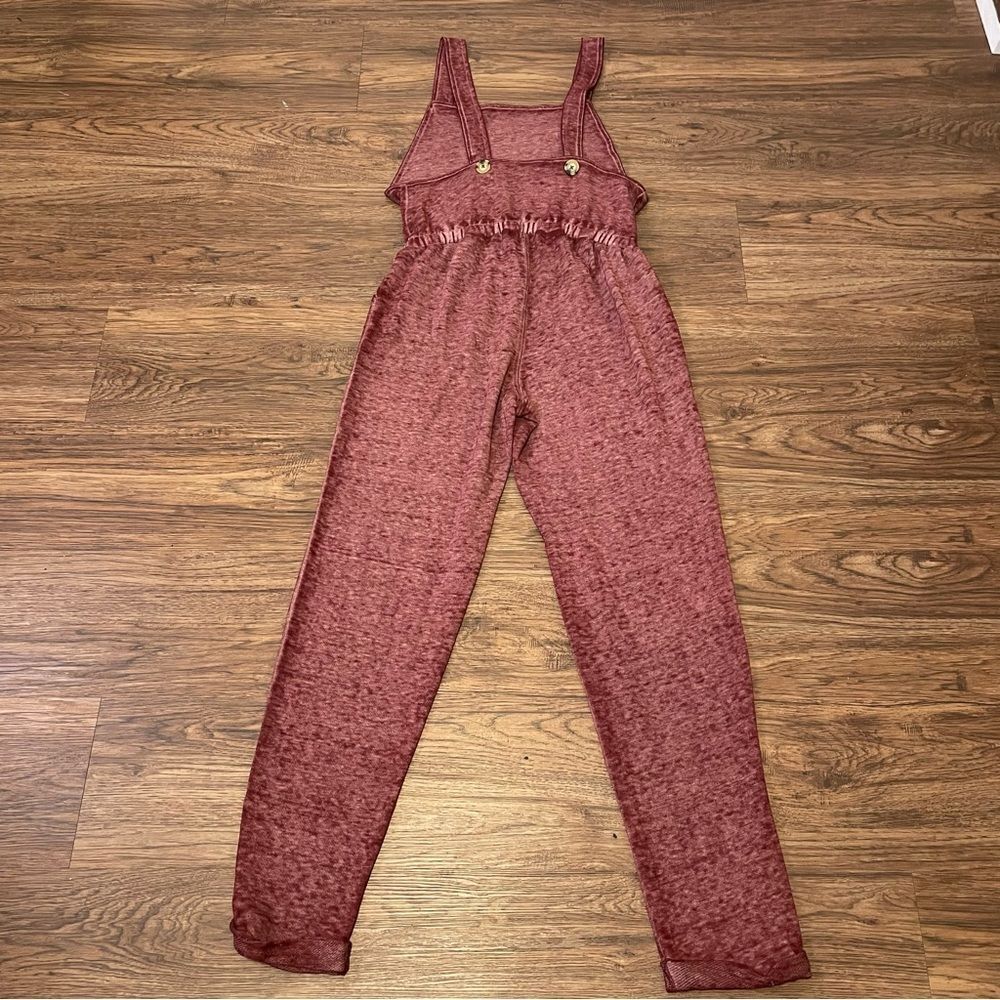 Pink Rose Jumper Jumpsuit Romper Heathered Burgandy size Medium - Picture 10 of 11